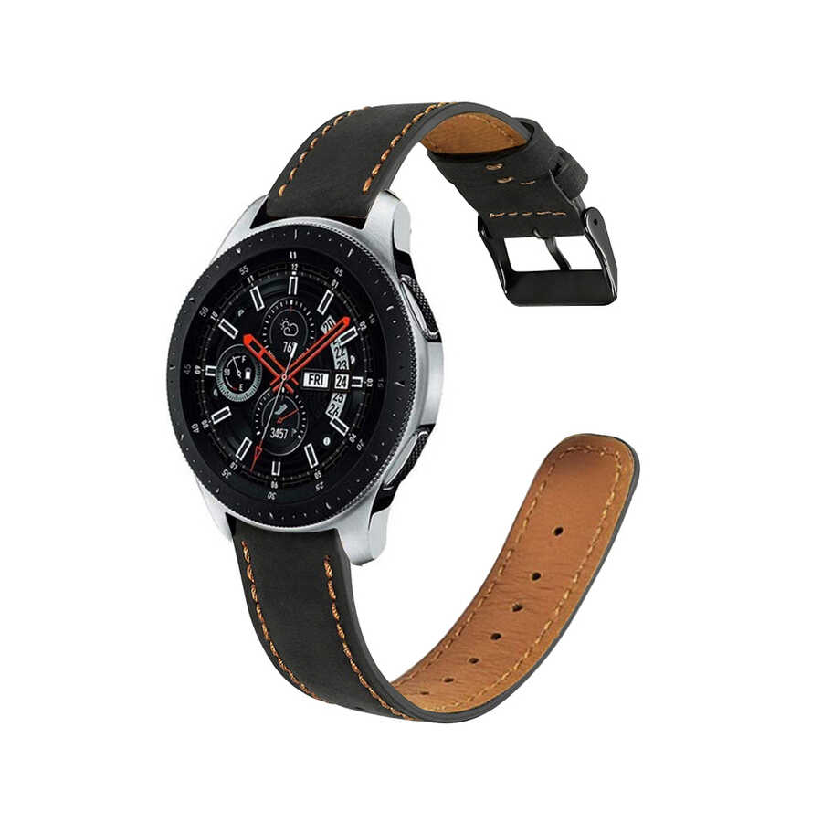 Honor Watch GS 3 (46mm) Uyumlu (22mm) Suni Deri Kordon-29