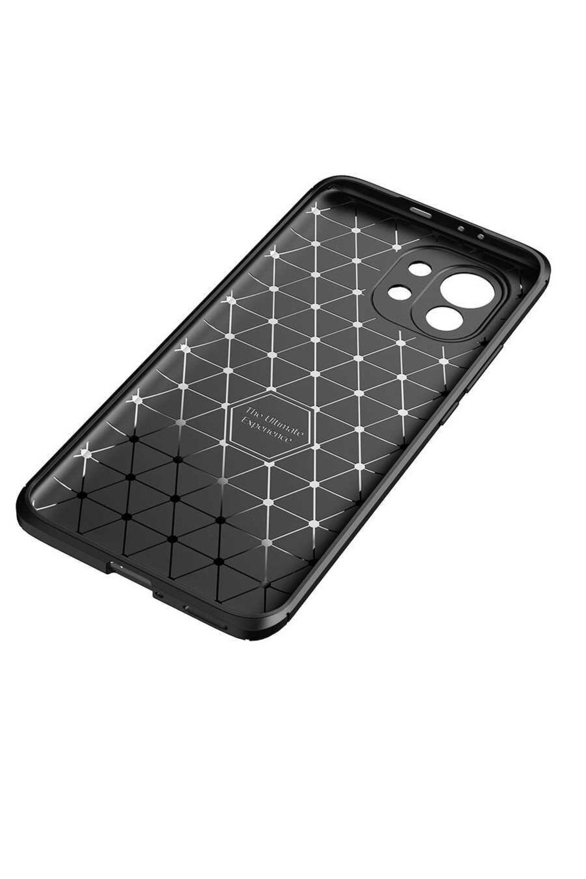 Xiaomi Mi 11 Için Karbon Tasarımlı Negro Silikon Kılıf Siyah